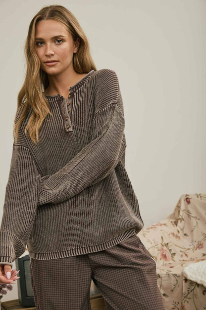 The Worn West Henley, Dark Brown