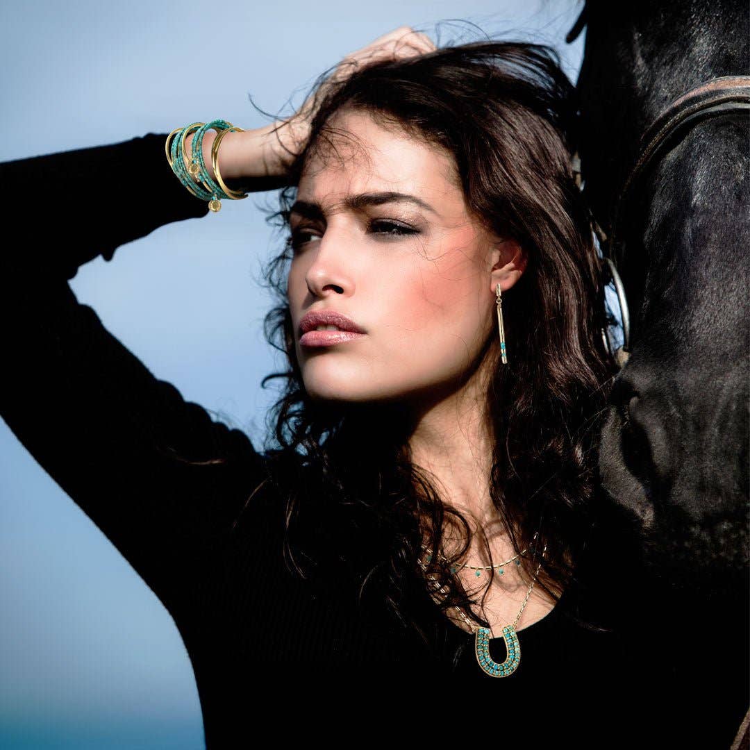 Prism Turquoise Horseshoe Coin Earrings