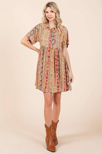 Paisley Patchwork Print Shirt Dress