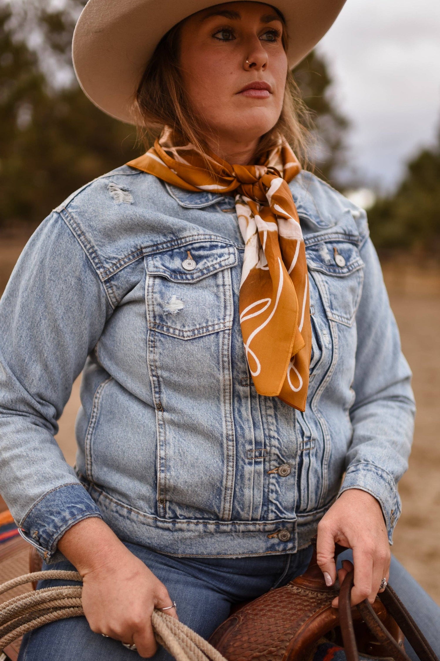 Large 100% Mulberry Silk 35x35: Rustic Wild Roses Wild Rag Scarf