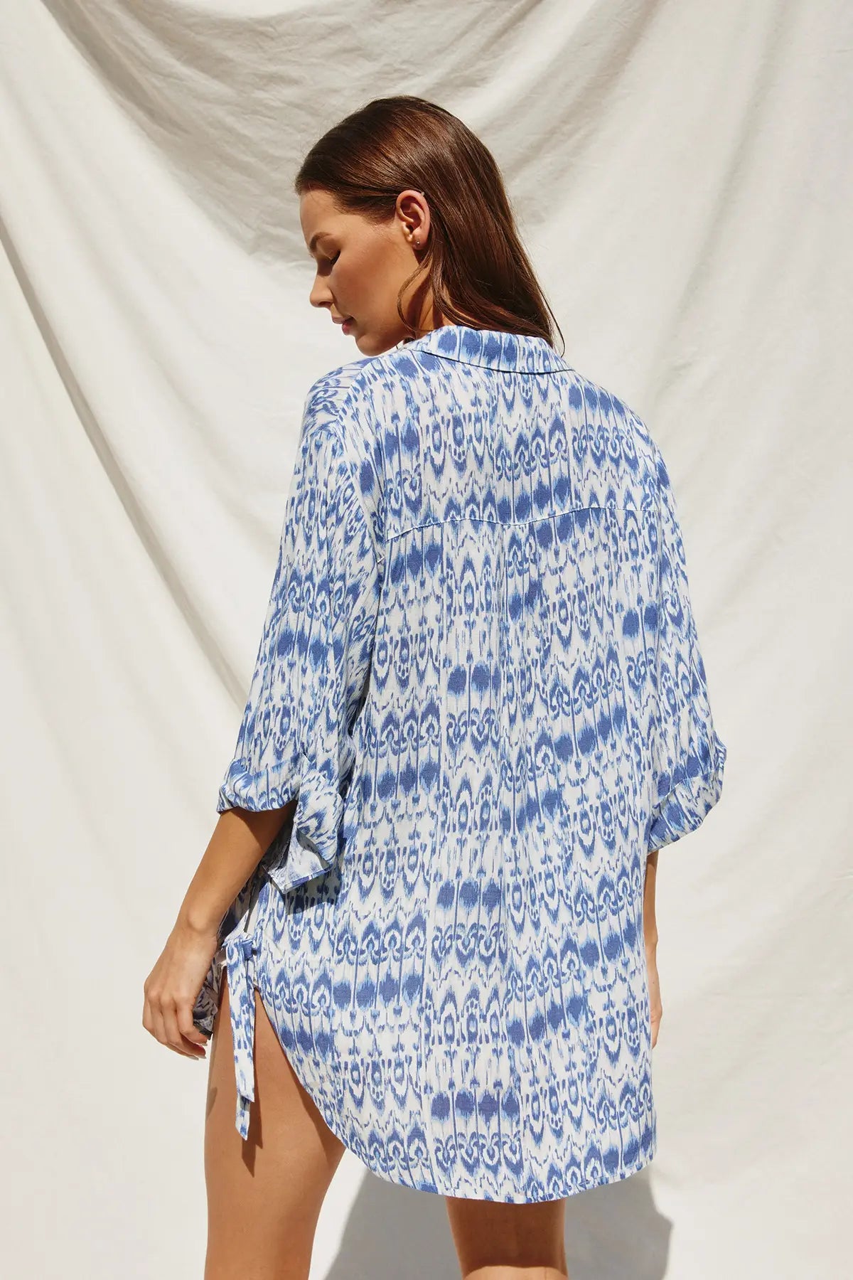 Oceans Away Tie Detail Tunic Shirt