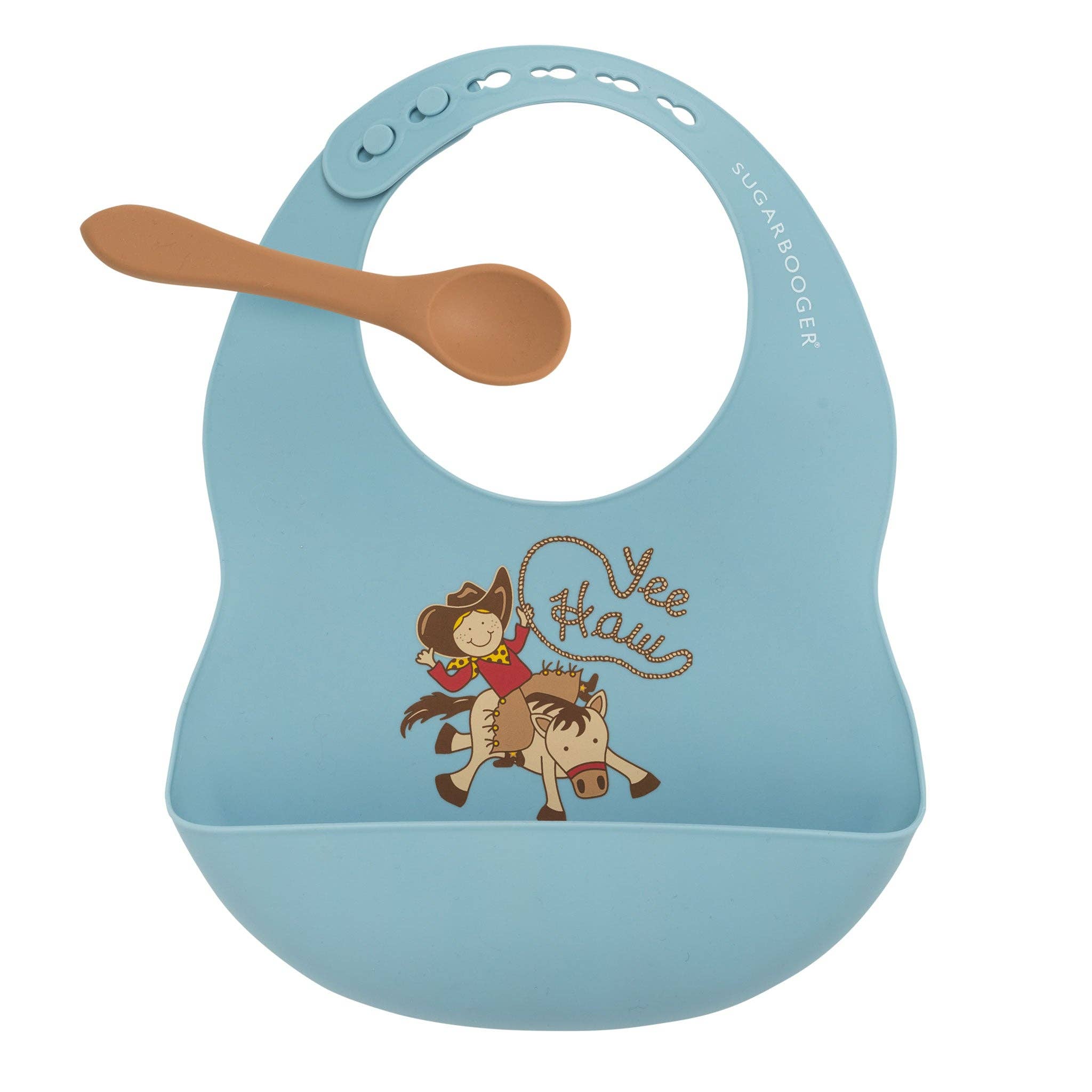 Yee Haw Fresh & Messy Silicone Bib & Spoon Set