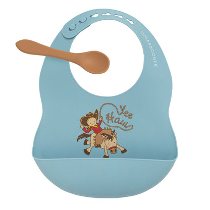 Yee Haw Fresh &amp; Messy Silicone Bib &amp; Spoon Set