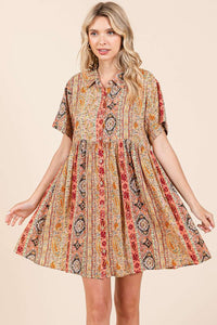 Paisley Patchwork Print Shirt Dress