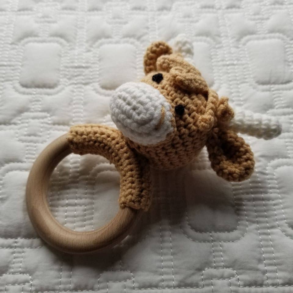 The Highland Cow Crochet Baby Rattle