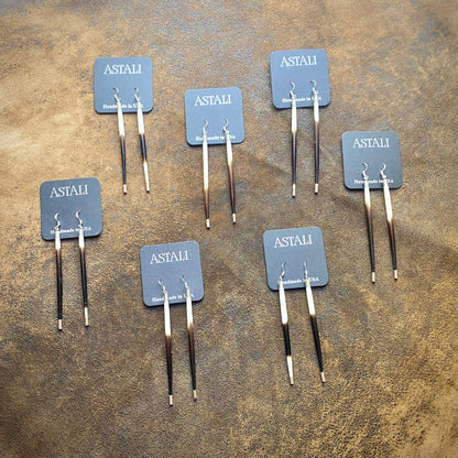 Porcupine Quill Earrings - Short, Black/Brown/Ivory, Silver: Short / Silver