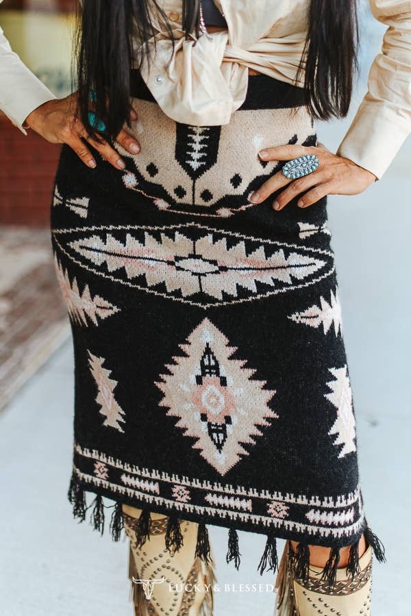 Midnight Mesa Fringe Skirt