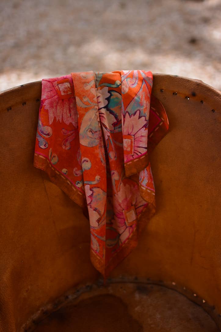 Rust Rodeo Red Floral Silk Wild Rag
