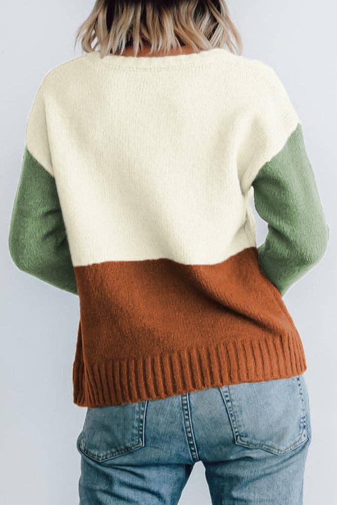 Bryn Colorblock Ribbed Trim Sweater