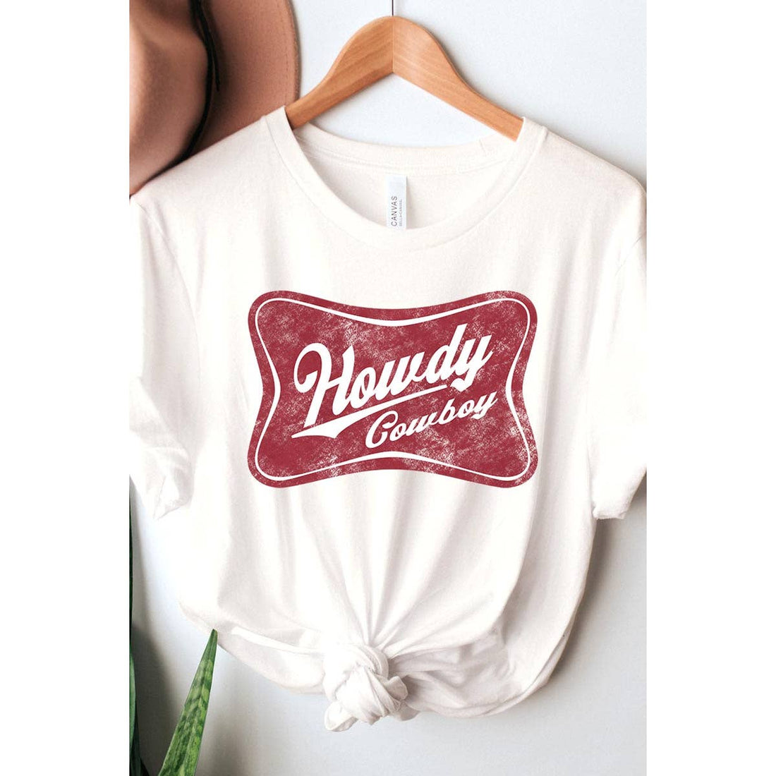 Howdy Cowboy Graphic Tee, Vintage White