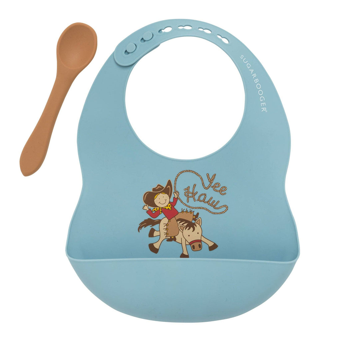 Yee Haw Fresh &amp; Messy Silicone Bib &amp; Spoon Set