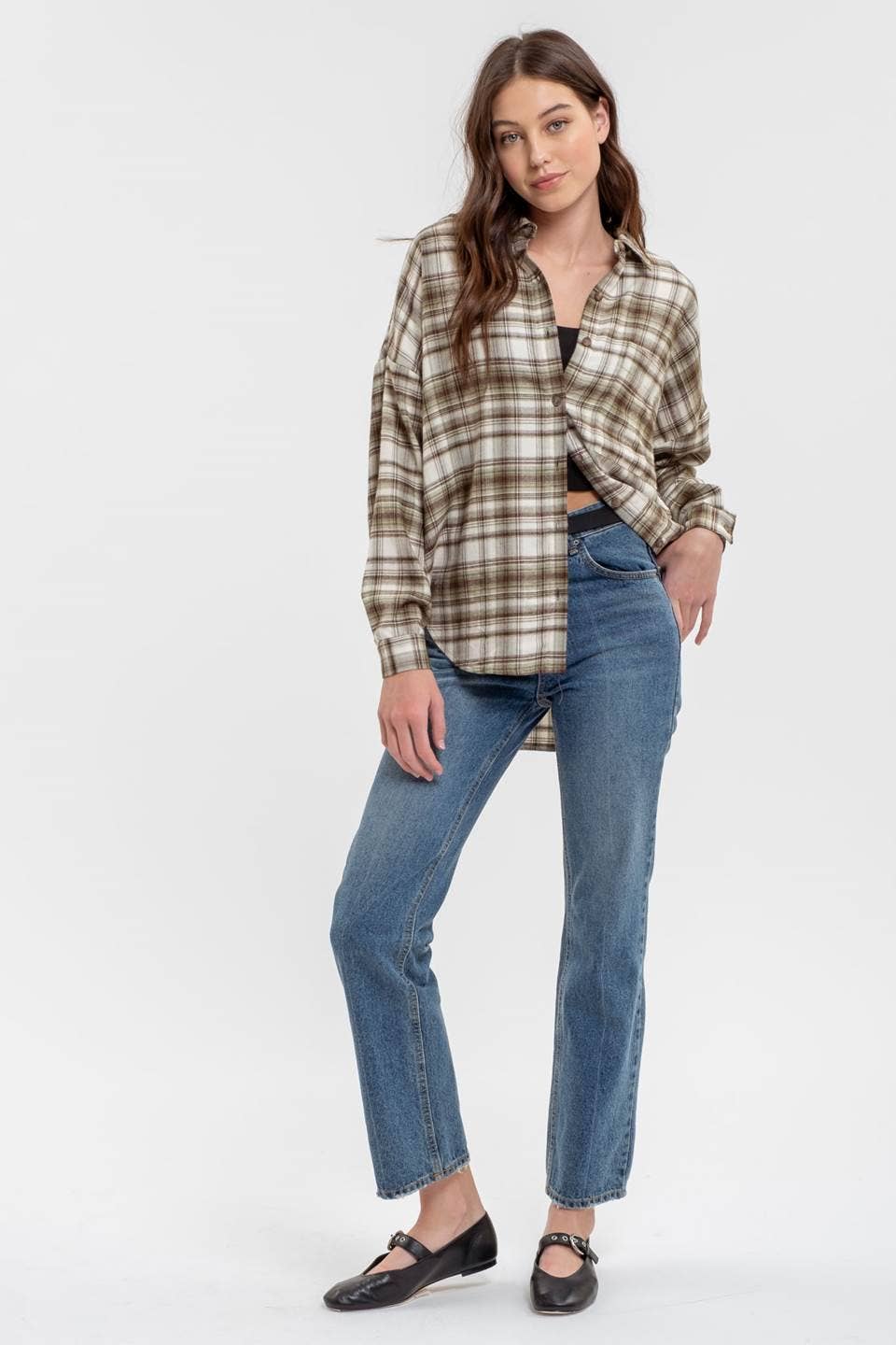 Rita Plaid Shirt, Olive