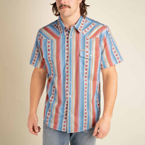 Serape Pearl Snap Short Sleeve Spring Sage, Sedona Red