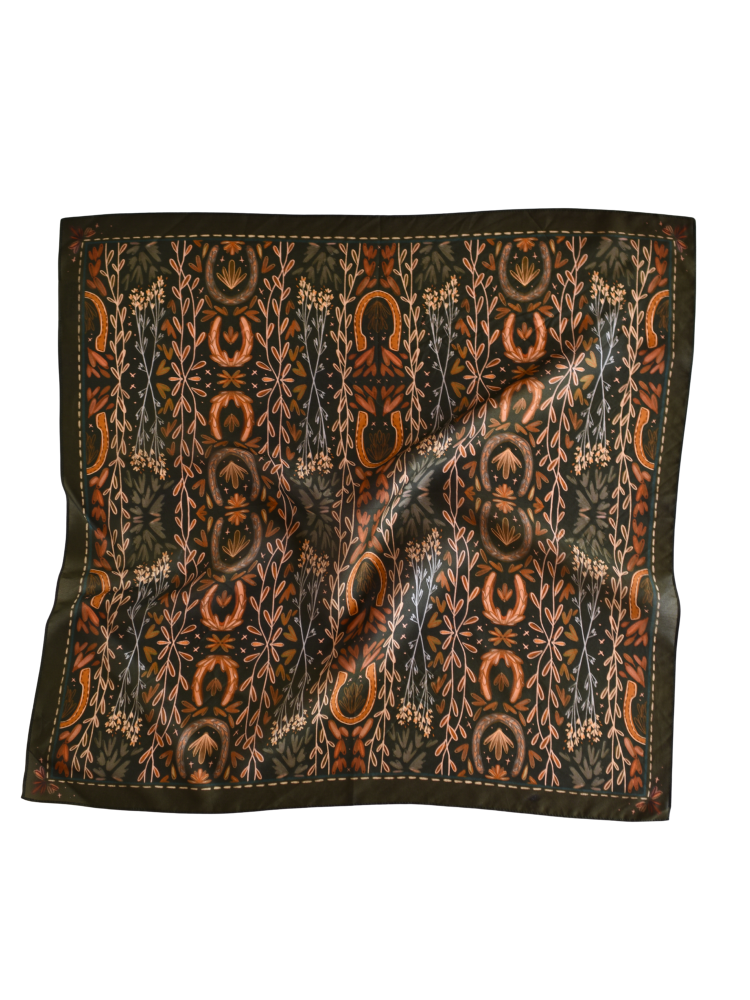 Western Harvest in Deep Juniper Silk Wild Rag