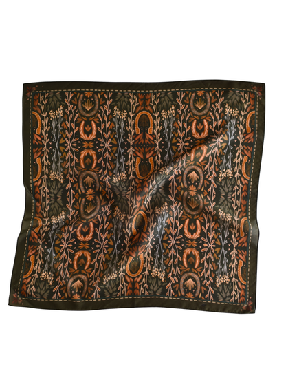 Western Harvest in Deep Juniper Silk Wild Rag