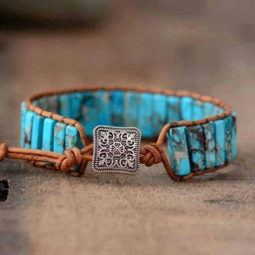 Turquoise Jasper Stone Tube Bracelet