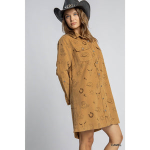 Walk The Line Corduroy Dress, Camel