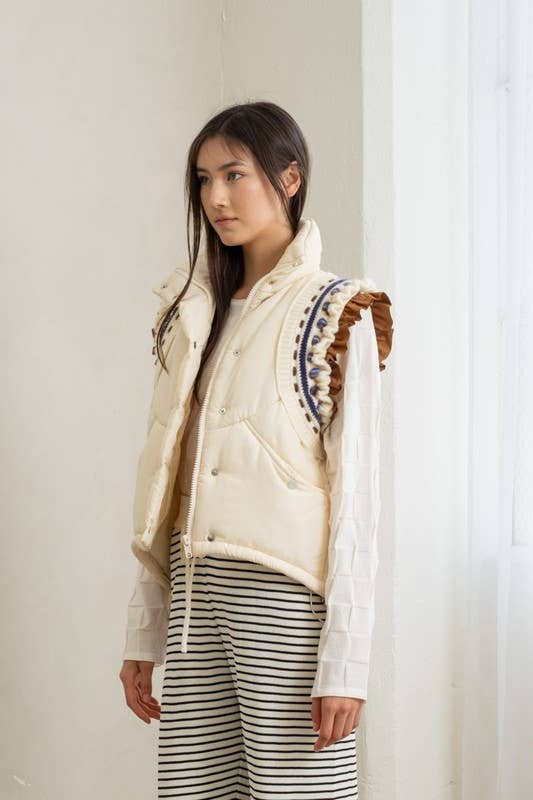 Maisie Embroidered Puffer Vest