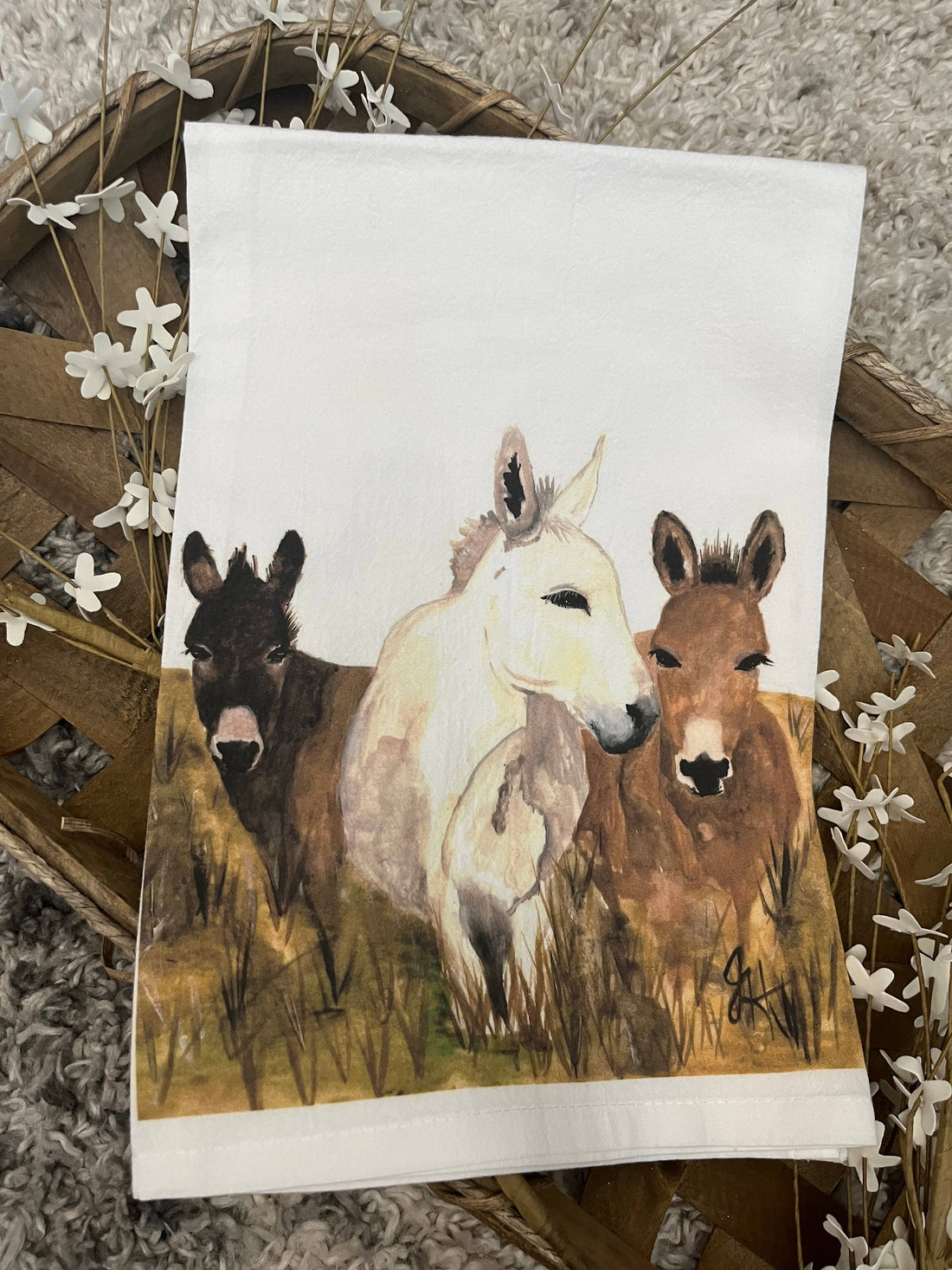 Enie Meenie Miney Moe Donkeys Tea Towel