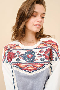 Western Yoke Aztec Embroidered Sweatshirt