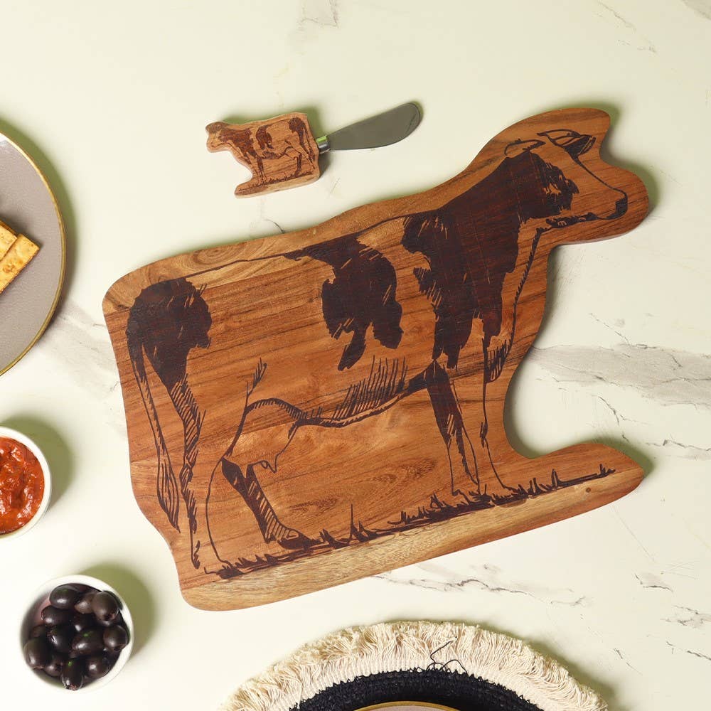 Cow Shaped Wood Tray