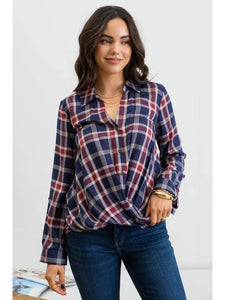 Hadley Plaid Button Down Wrap Top