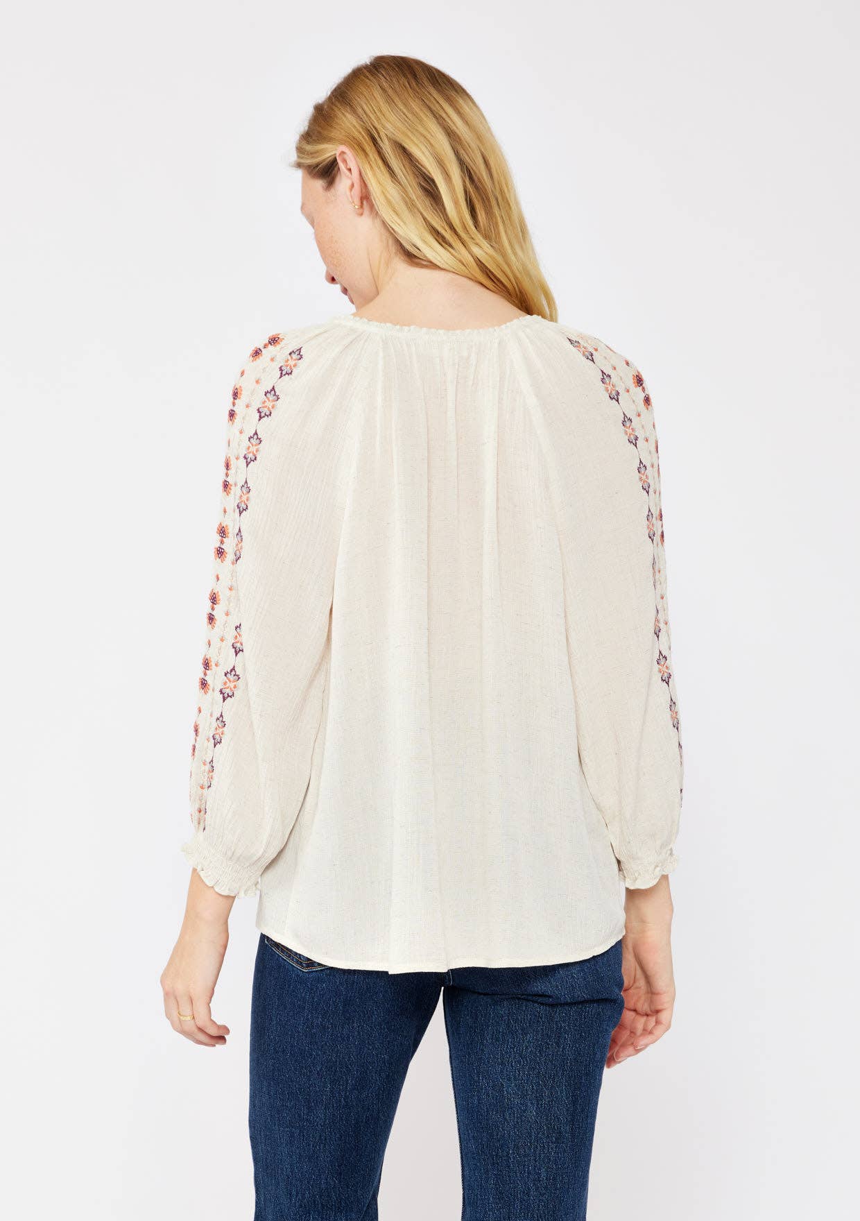 3/4 Raglan Sleeve Split Neck Top