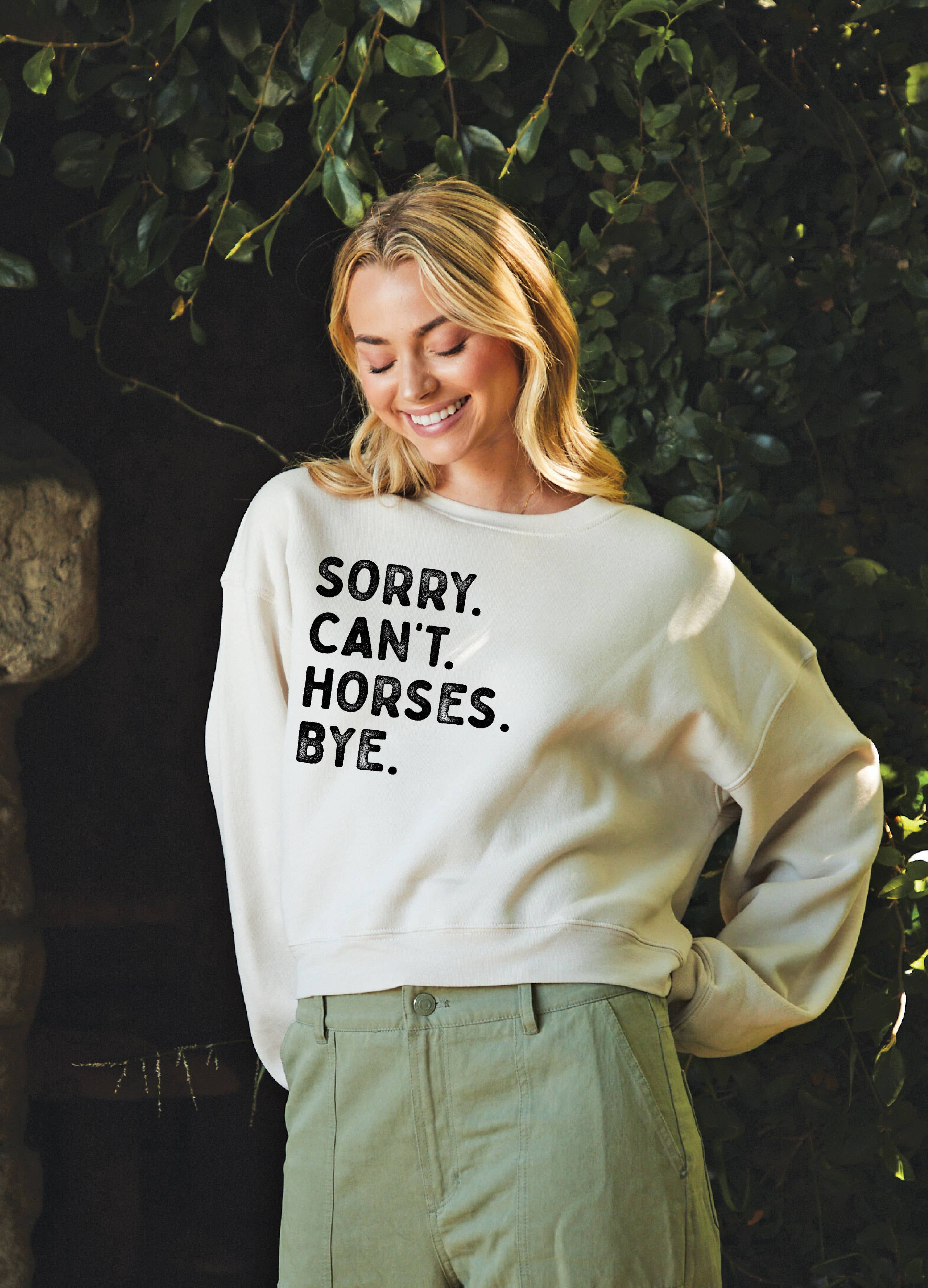 Sorry Can’t. Horses. Bye Pullover, Heather Dust