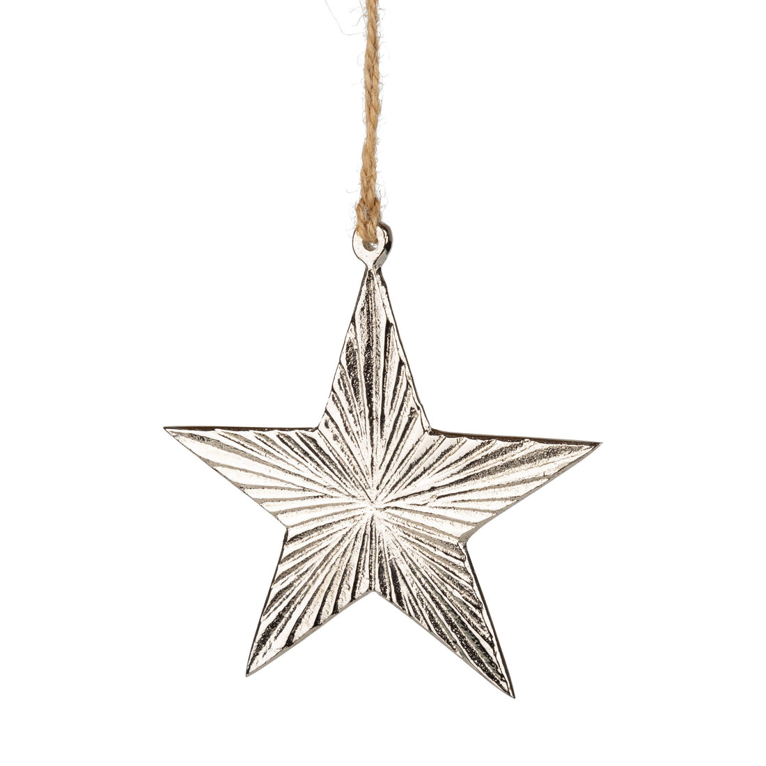 Star-shaped ornament hanging on a white background