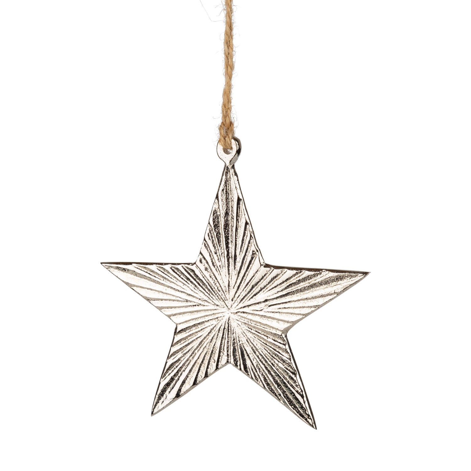 Star-shaped ornament hanging on a white background