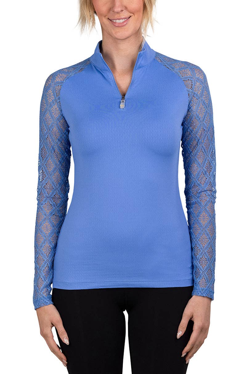 Kastel Periwinkle Diamond Lace Long Sleeve Sun Shirt