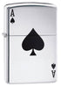 Chrome lighter with black spade symbol and &