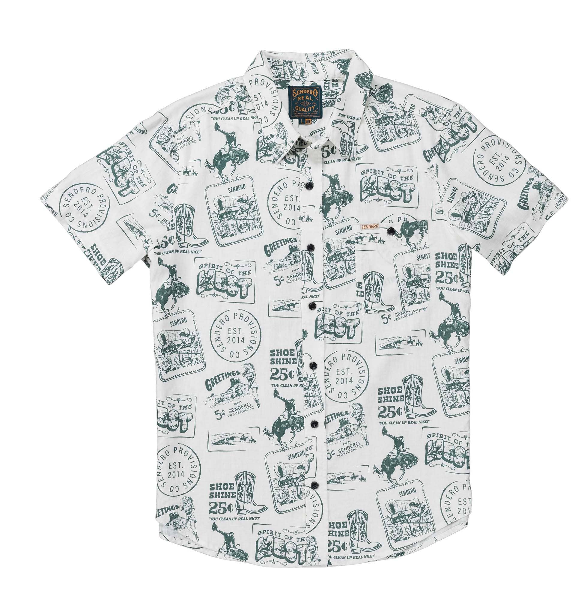 City Slicker Button Up Short Sleeve, Postcard