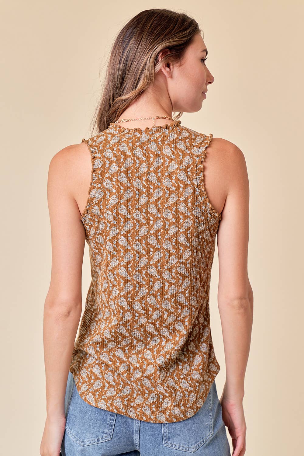 Sable Rib Frilled Tank