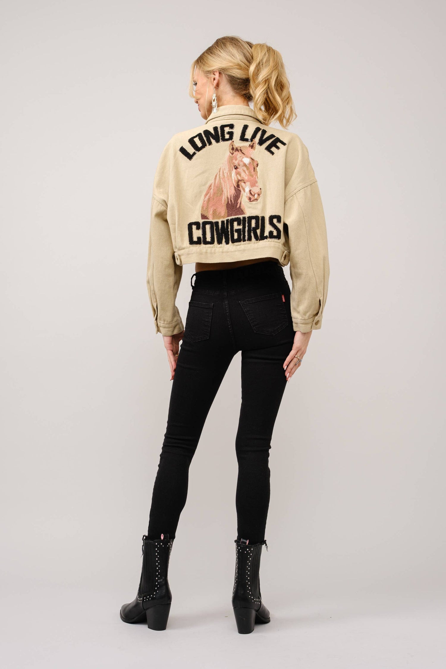 Long Live Cowgirls Patch Twill Denim Jacket