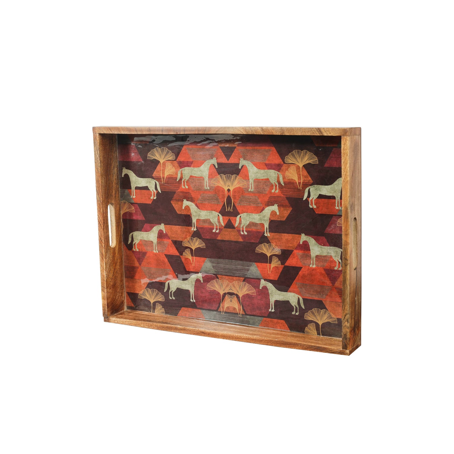 Horse Resin &amp; Wood Decorative Tray, Three Sizes