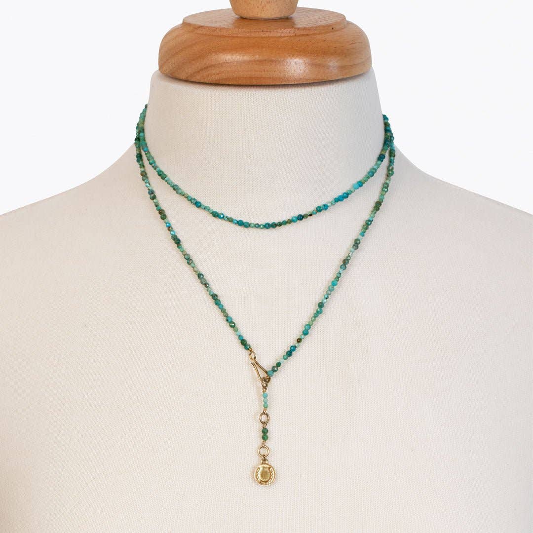 Aurora Turquoise &amp; Gold Long Strand Necklace
