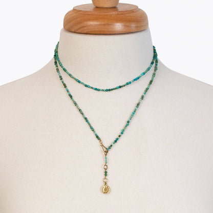 Aurora Turquoise &amp; Gold Long Strand Necklace