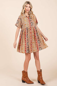 Paisley Patchwork Print Shirt Dress