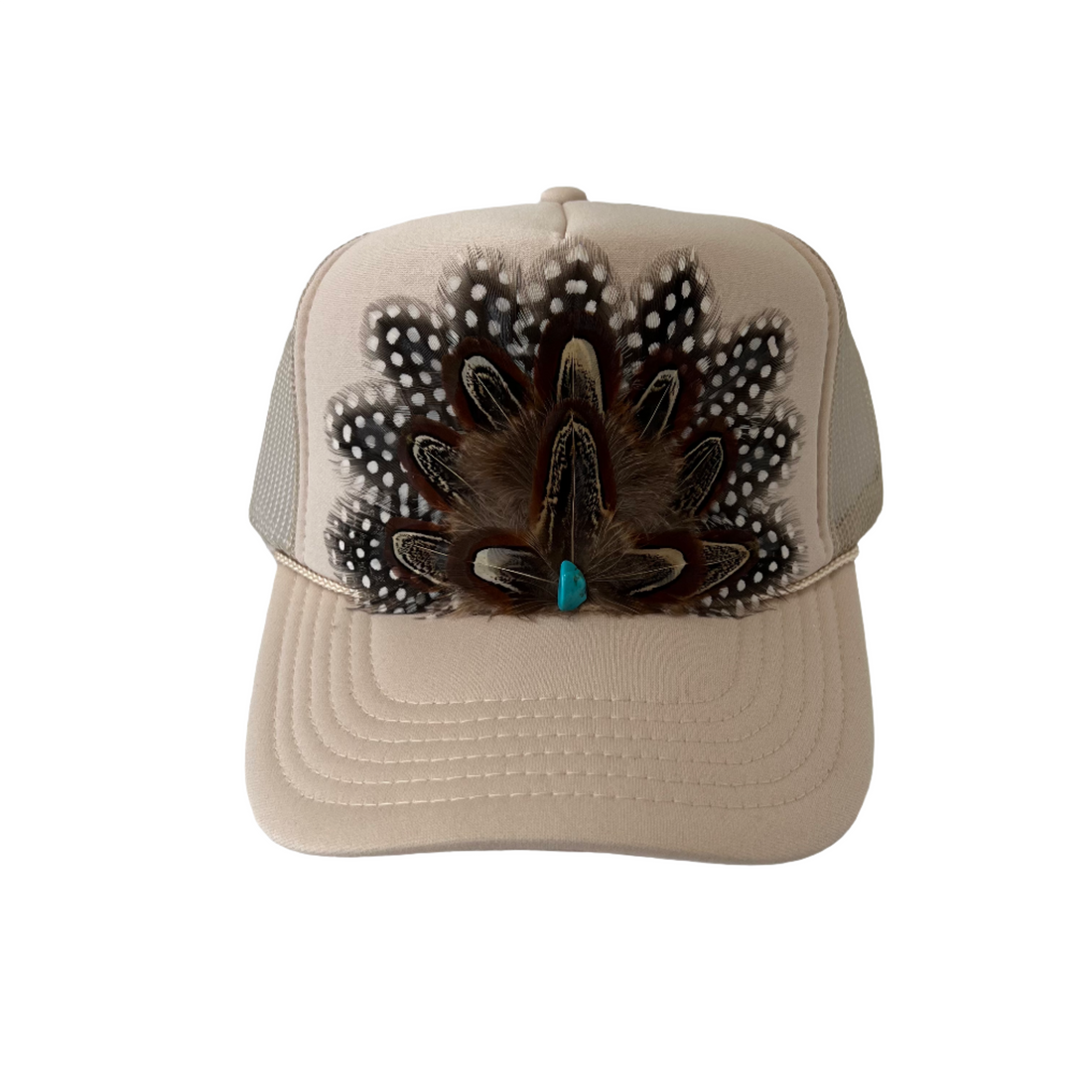 Feathered Trucker Hat, Beige