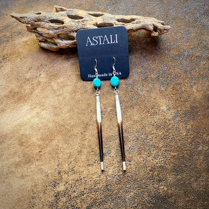 Porcupine Quill &amp; Turquoise Earrings, with Silver Earwires: Turquoise &amp; Silver