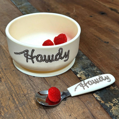 Howdy Fresh &amp; Messy Silicone Suction Bowl &amp; Spoon Set
