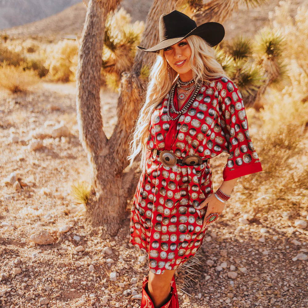 Red Concho Kimono Robe