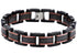 Black and red metal bracelet on a white background