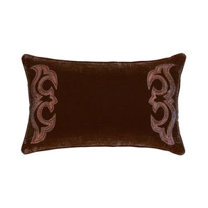 Stella Boot Stitch Faux Silk Velvet Lumbar Pillow