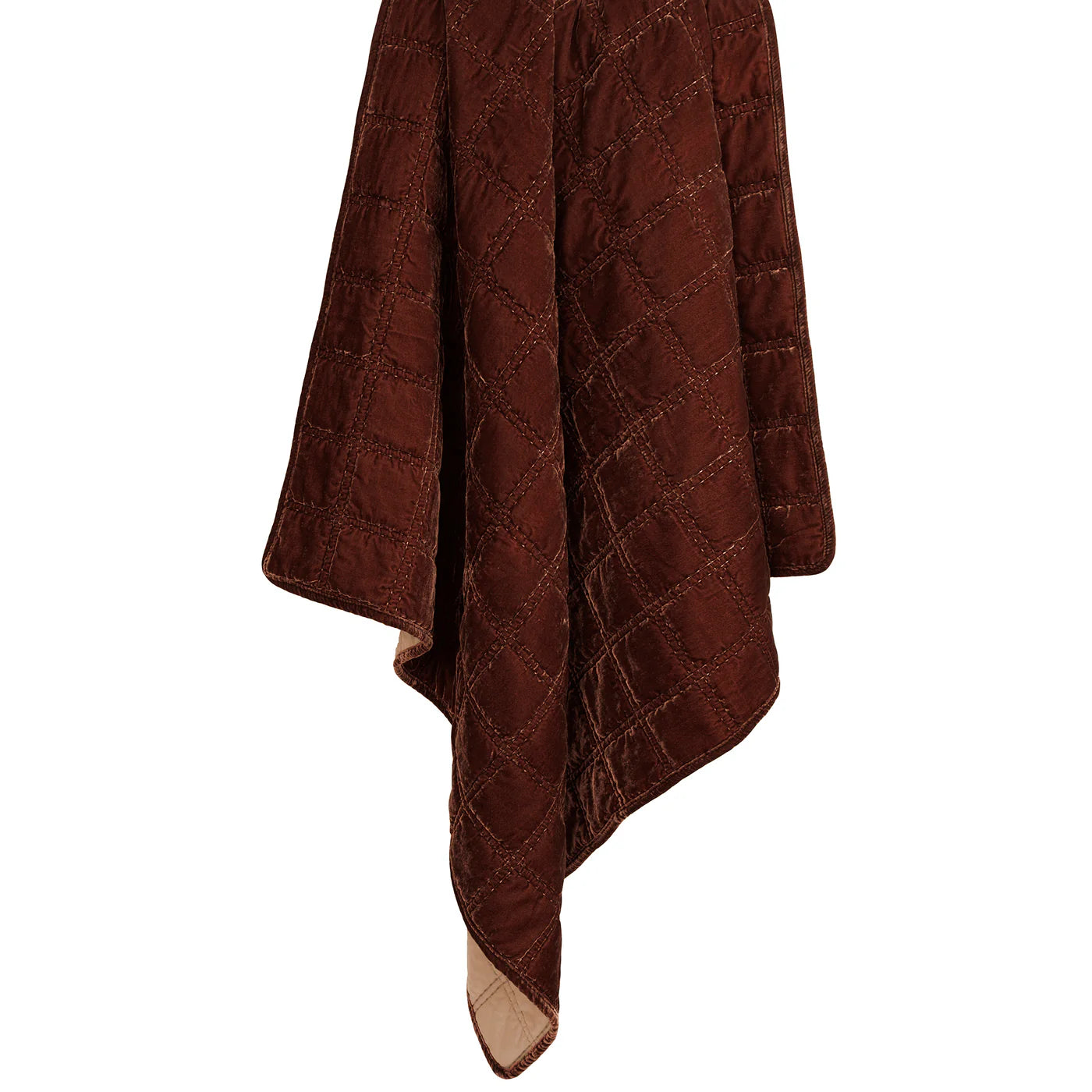 Stella Faux Silk Velvet Double Box Stitch Throw, Copper Brown