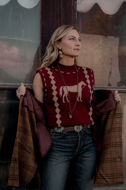 Paddock Knit Vest, Wine