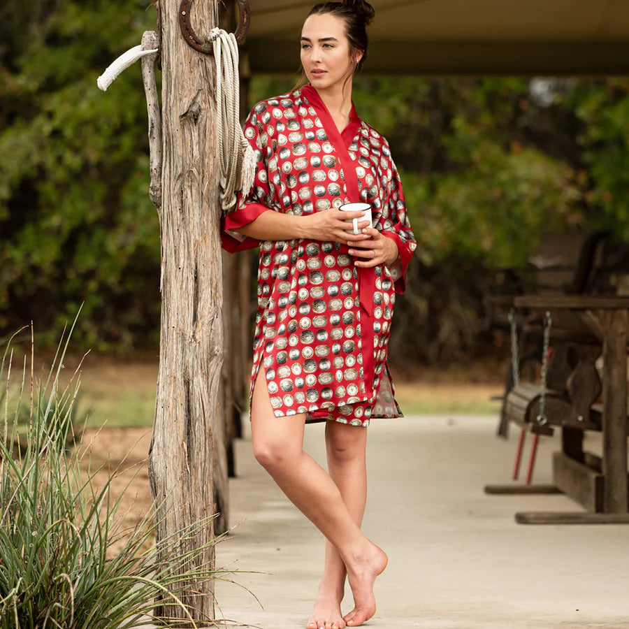 Red Concho Kimono Robe