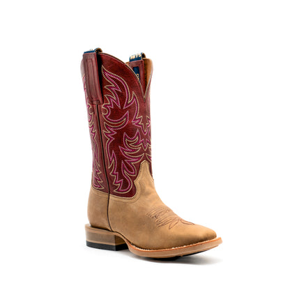 Hyer Topeka Women’s Cowboy Boot, Calico Tan &amp; Royal Cherry