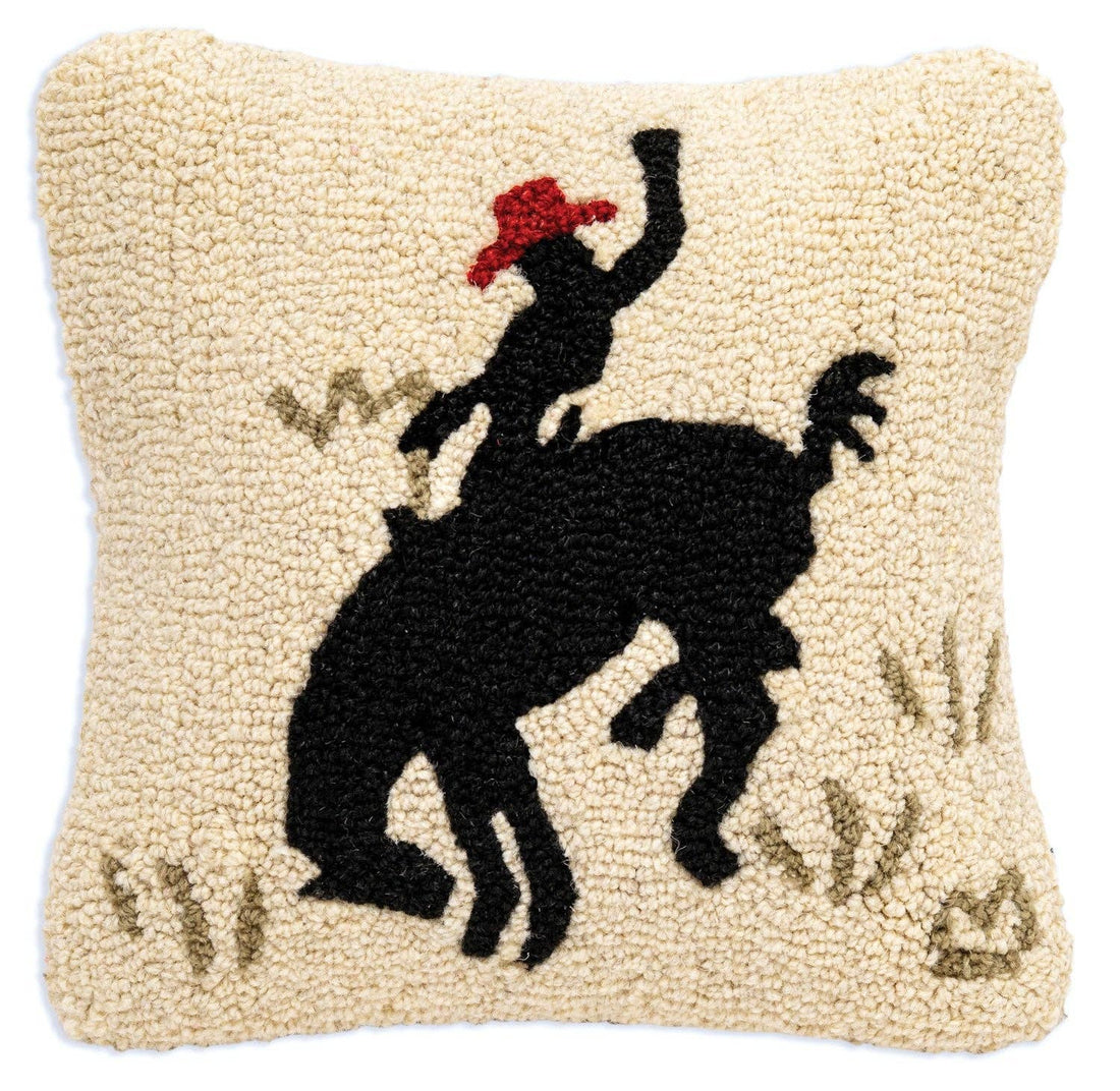 High Desert Bronc Hooked Pillow